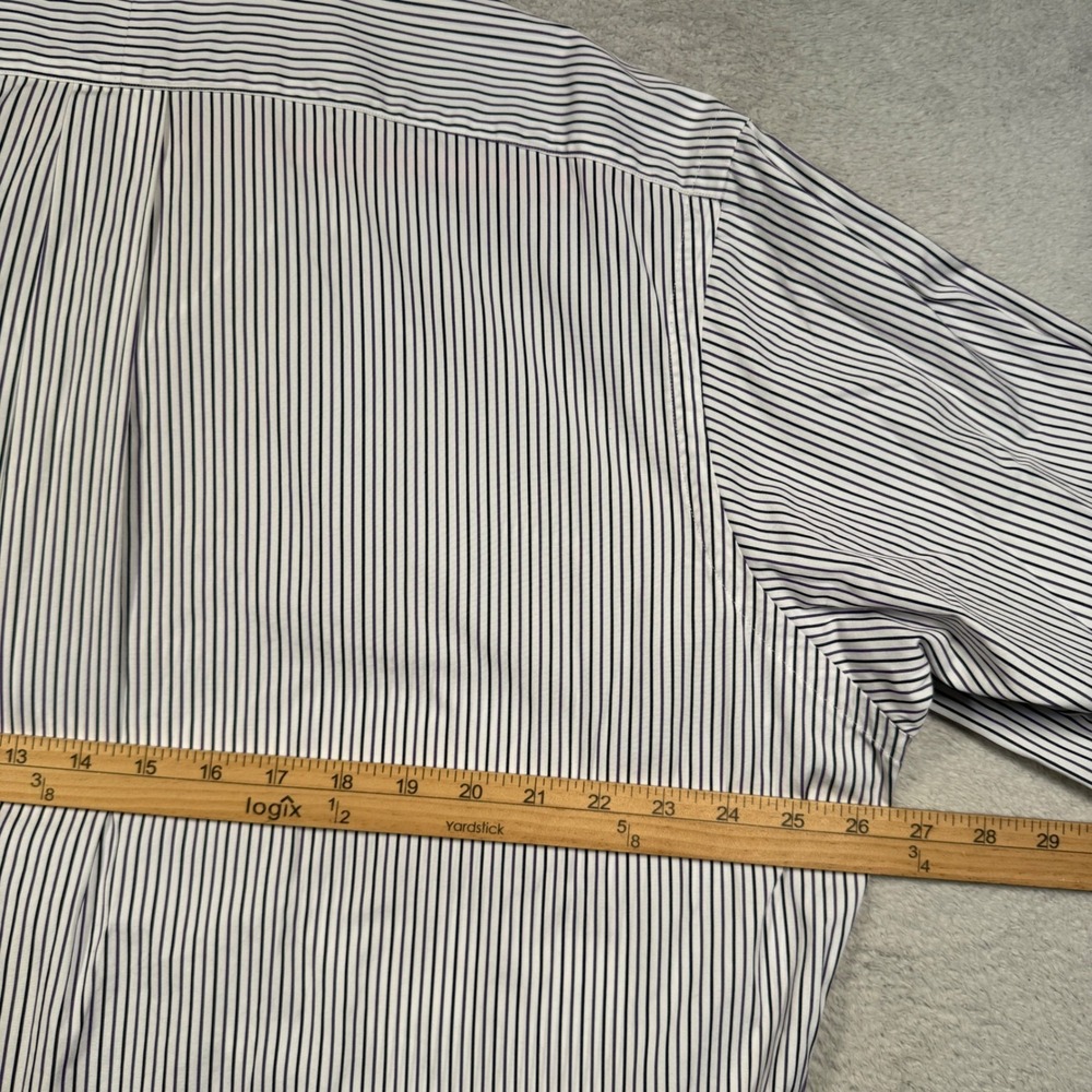 Polo Ralph Lauren Button Down 17 34/35 White Navy Purple Stripe Classic Shirt - Picture 7 of 7